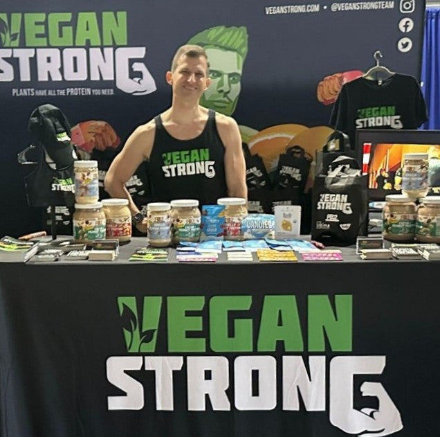 Vegan Strong team member with PB2 products