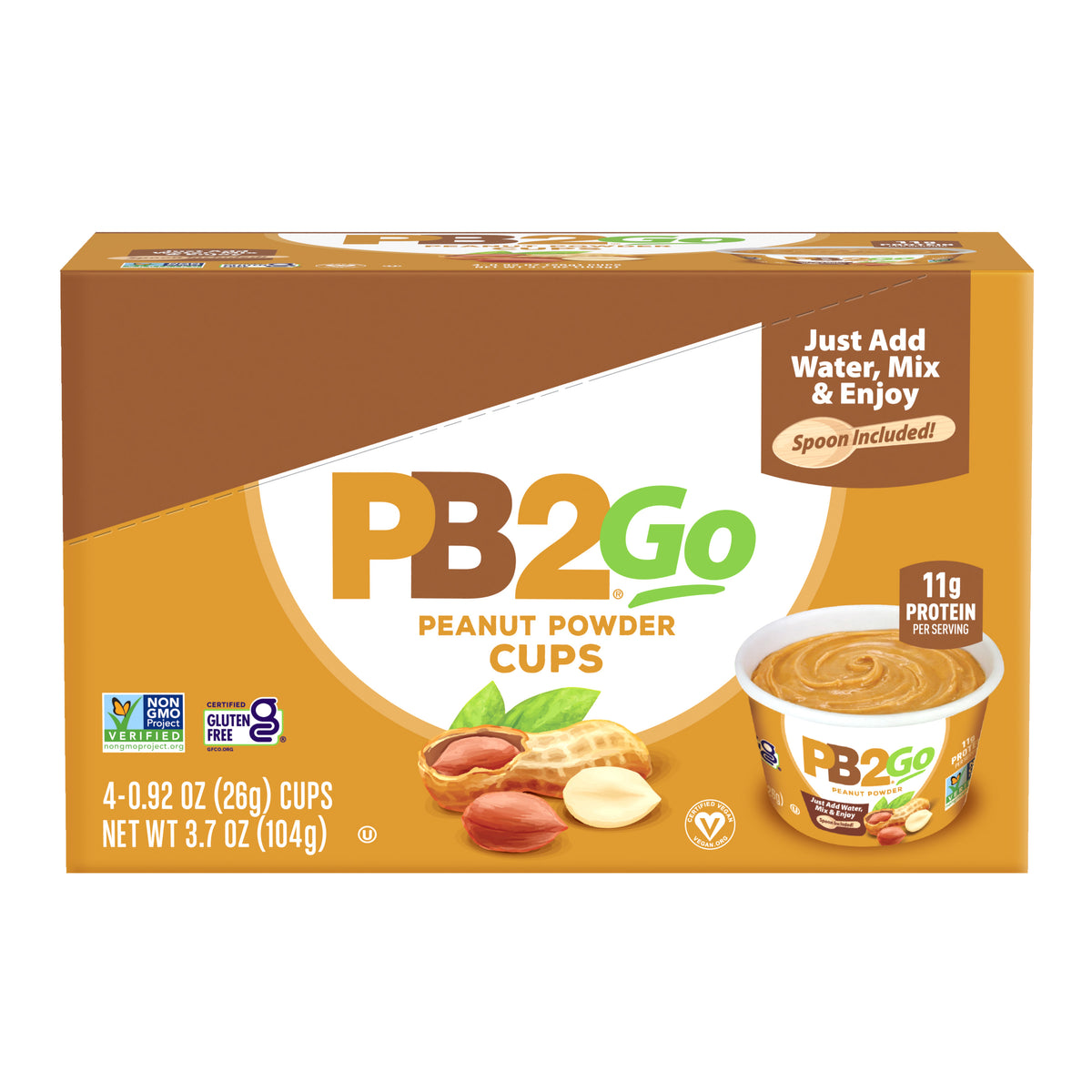 PB2Go Peanut Powder Cups, 4-Pack
